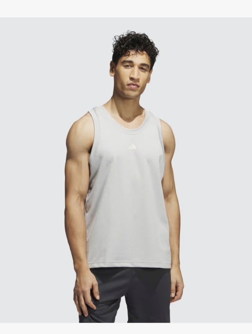 adidas Men’s Light Gray Athletic Tank Top Med